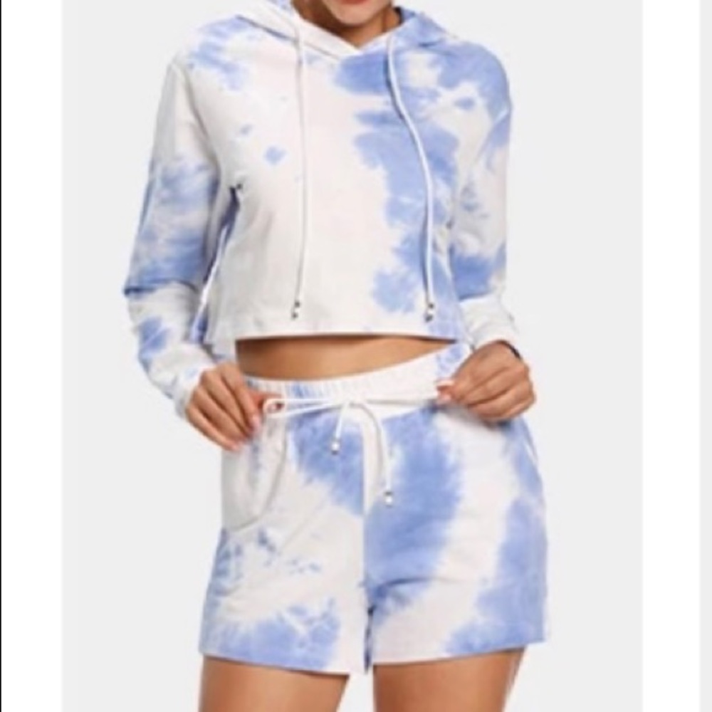 Cotton Tie Dye Short and Sweater Lounge Set
